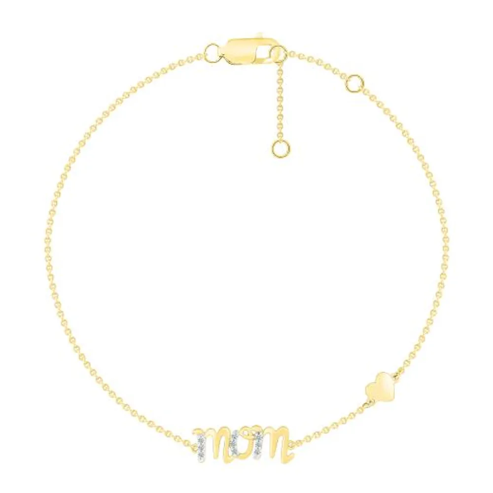 10K Yellow Gold Diamond Mom Bracelet
