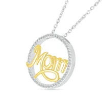 Sterling Silver & 10K Yellow Gold 0.15CTW Diamond Mom Circle Pendant