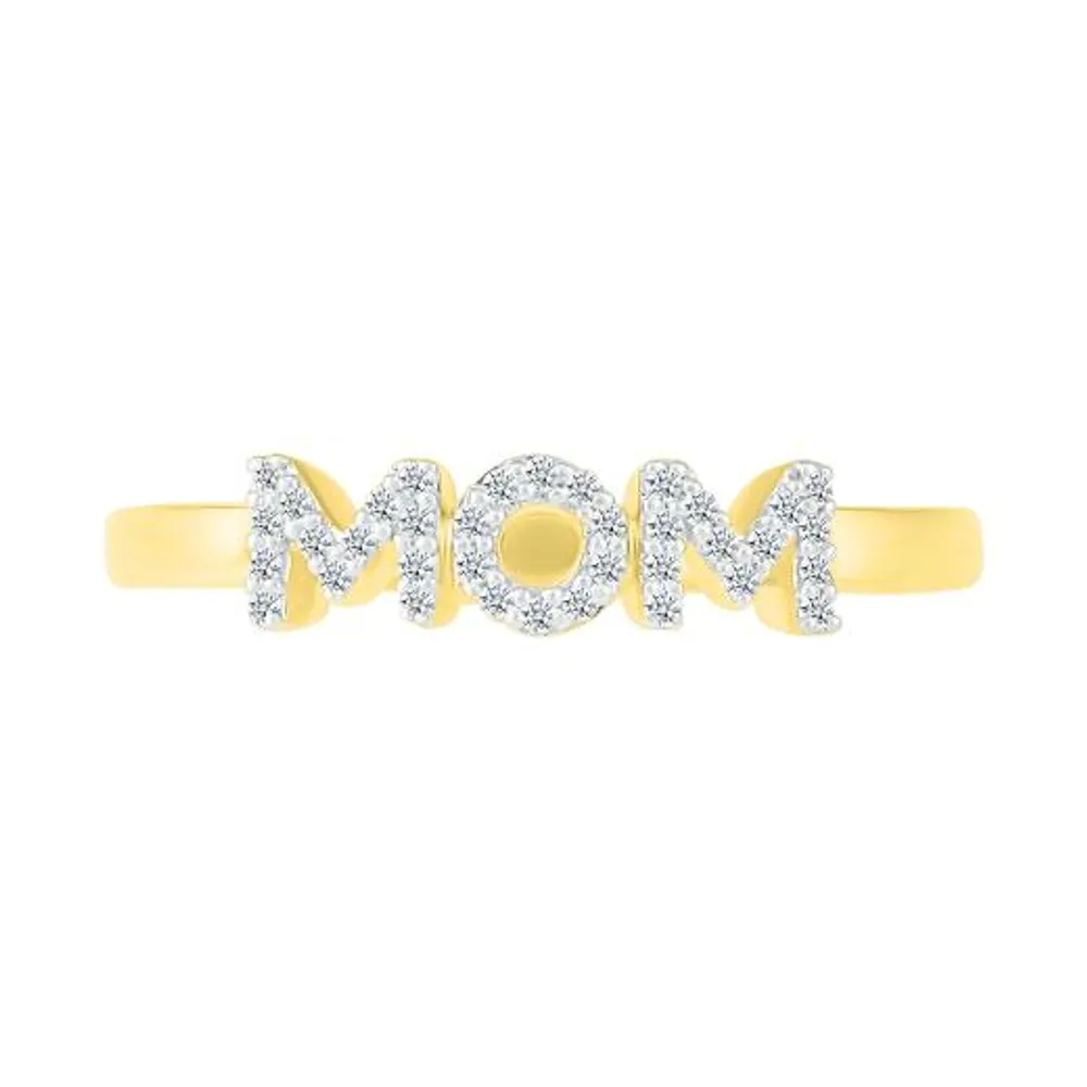 10K Yellow Gold Diamond Mom Ring