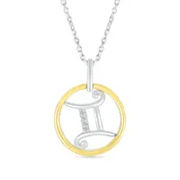 Sterling Silver 10K Yellow Gold Gemini Diamond Pendant