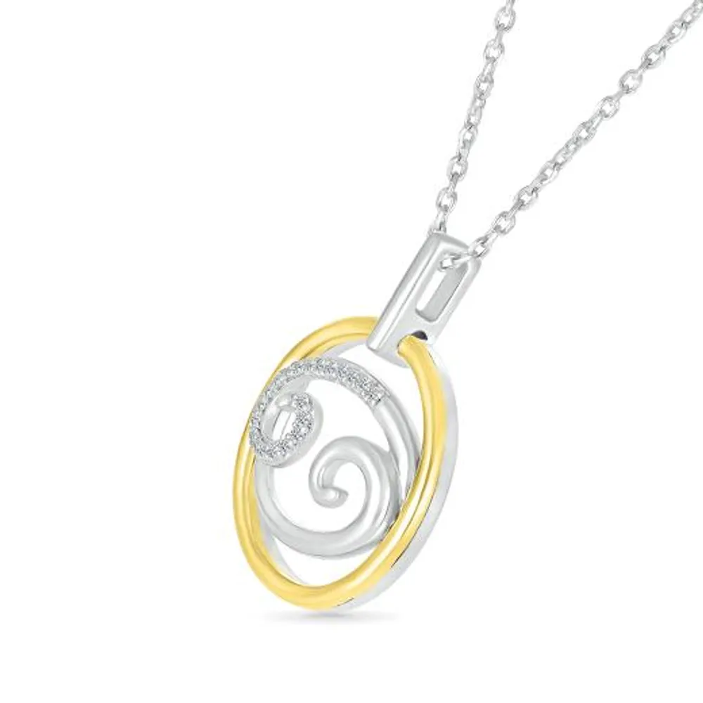 Sterling Silver 10K Yellow Gold Cancer Diamond Pendant