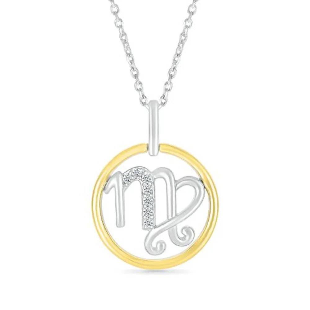 Sterling Silver & 10K Yellow Gold Diamond Virgo Pendant