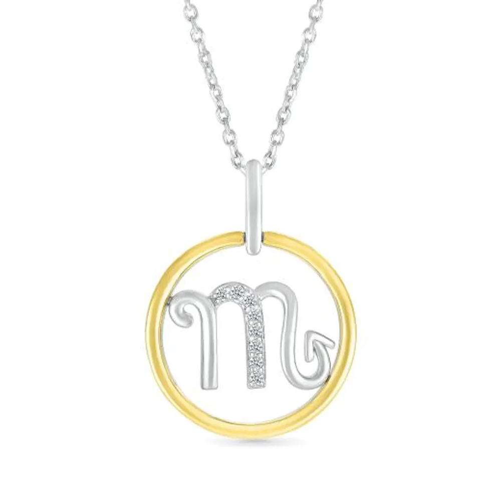 Sterling Silver 10K Yellow Gold Scorpio Diamond Pendant