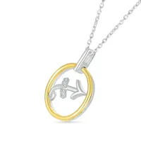 Sterling Silver 10K Gold Sagittarius Diamond Pendant