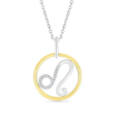 Sterling Silver 10K Yellow Gold Leo Diamond Pendant