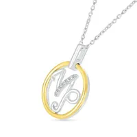 Sterling Silver 10K Yellow Gold Capricorn Diamond Pendant