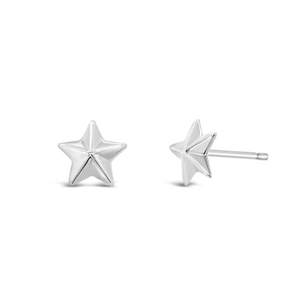 10K White Gold Star Stud Earrings