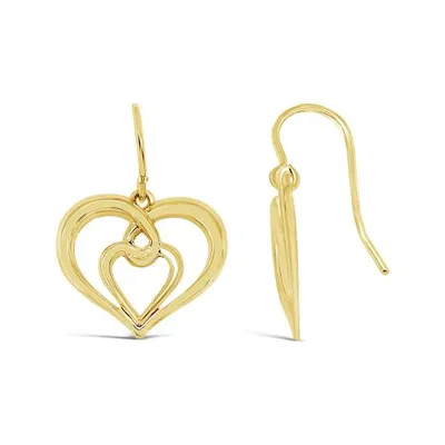 10K Yellow Gold Heart Drop Earrings