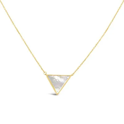 10K Yellow Gold 18" Mother of Pearl Triangle Necklace
