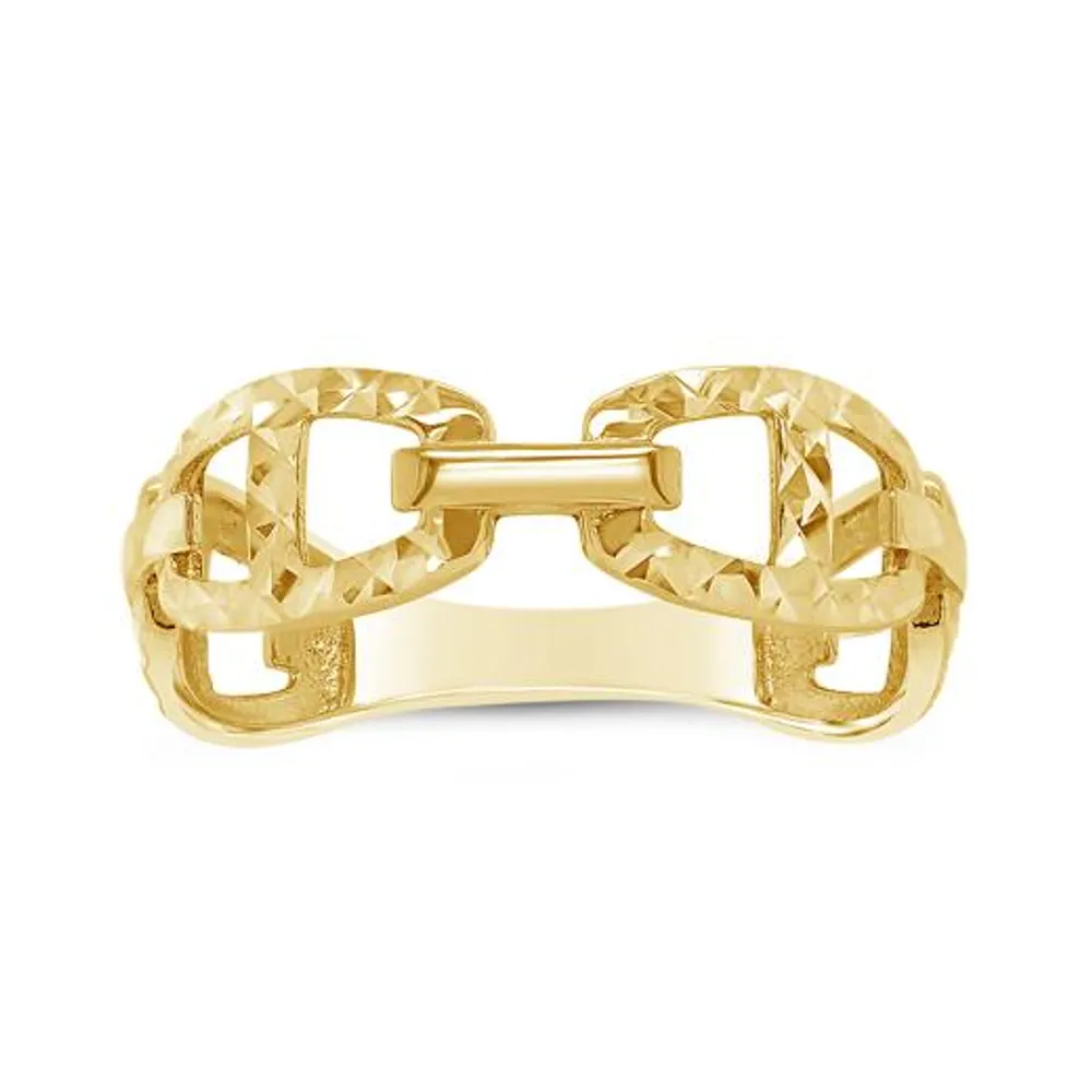 10K Yellow Gold Diamond Cut Link Ring