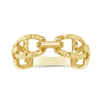 10K Yellow Gold Diamond Cut Link Ring