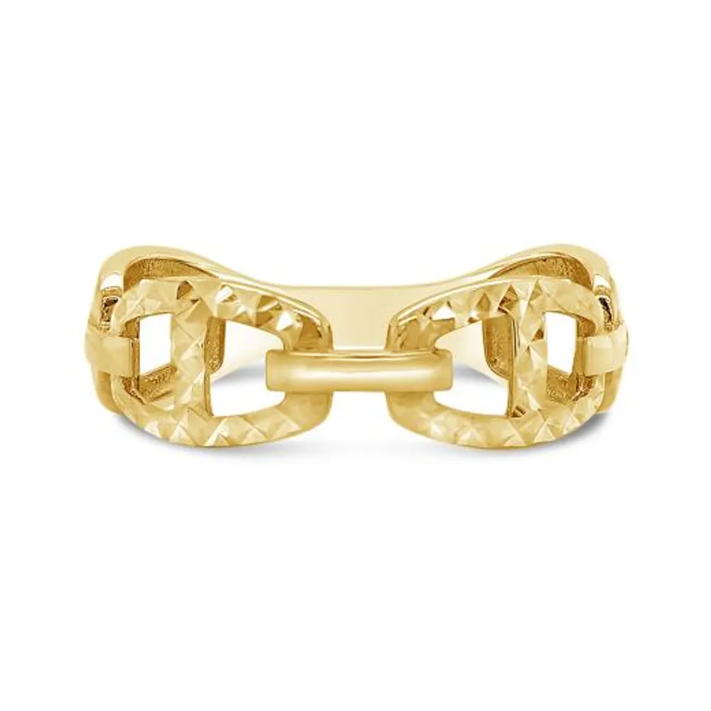 10K Yellow Gold Diamond Cut Link Ring