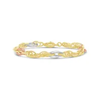 10K Tri-Colour Gold 7.25" Knotted Link Bracelet