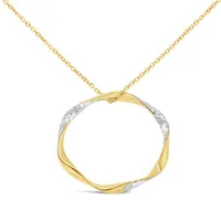 10K Yellow & White Gold 17" Diamond Cut Circle Necklace