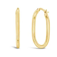 10K Gold Oval Hoop Earrings