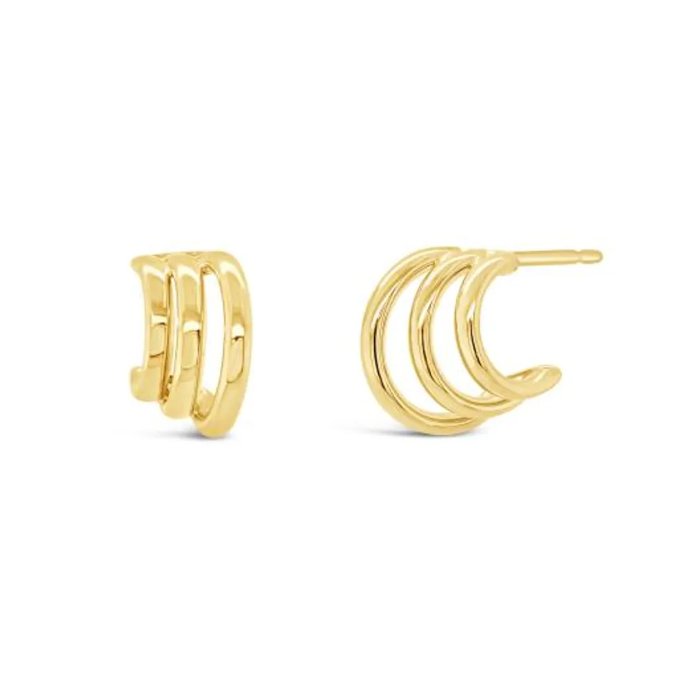 10K Yellow Gold Cuff Style Stud Earrings