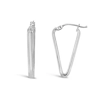 10K White Gold Triangle Hoop Earrings