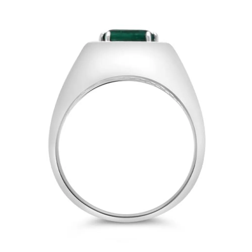 Sterling Silver Malachite & 0.13CTW Diamond Ring
