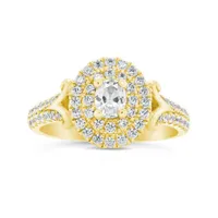 Diamond Revelations 14K Yellow Gold 0.99CTW Oval Diamond Halo Bridal Ring