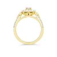 Diamond Revelations 14K Yellow Gold 0.99CTW Oval Diamond Halo Bridal Ring