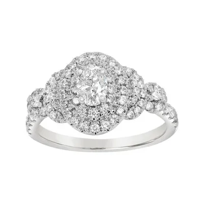 Diamond Revelations 14K White Gold 0.95CTW Oval Diamond Bridal Ring