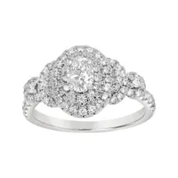 Diamond Revelations 14K White Gold 0.95CTW Oval Diamond Bridal Ring