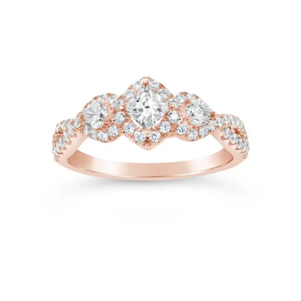 Diamond Revelations 14K Rose Gold 0.95CTW Princess Cut Diamond Bridal Ring