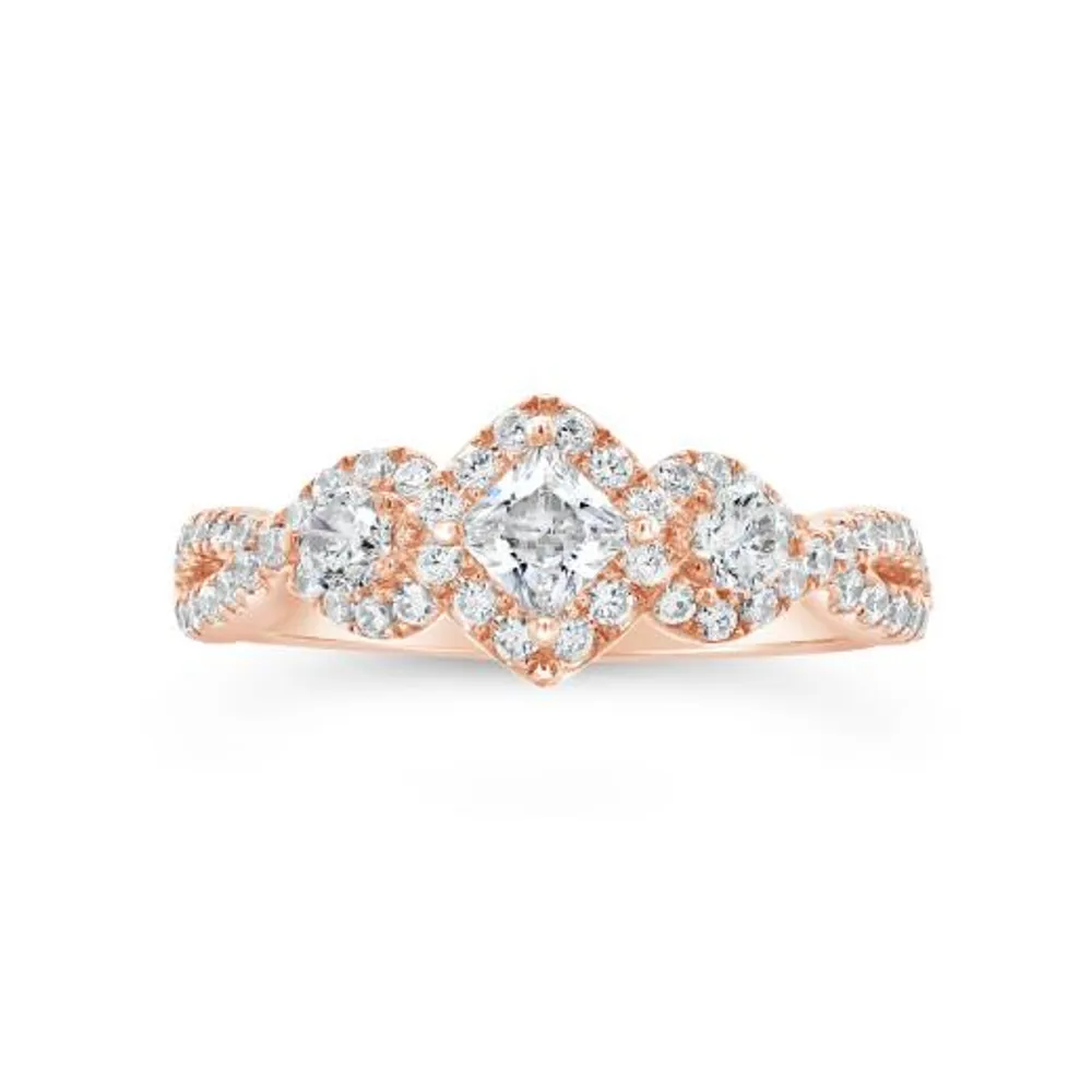 Diamond Revelations 14K Rose Gold 0.95CTW Princess Cut Diamond Bridal Ring