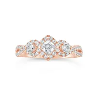 Diamond Revelations 14K Rose Gold 0.95CTW Princess Cut Diamond Bridal Ring