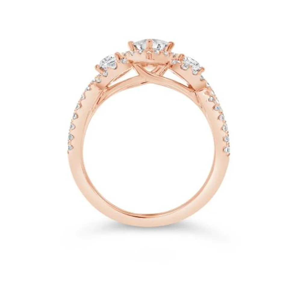 Diamond Revelations 14K Rose Gold 0.95CTW Princess Cut Diamond Bridal Ring