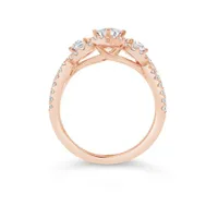 Diamond Revelations 14K Rose Gold 0.95CTW Princess Cut Diamond Bridal Ring