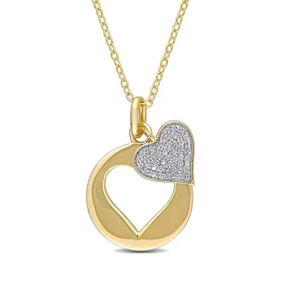 Julianna B Yellow Plated Sterling Silver 0.10CTW Diamond Double Heart Pendant