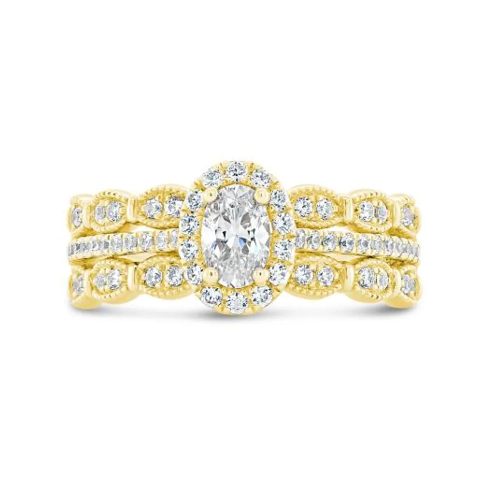 Diamond Revelations 14K Yellow Gold 1.00CTW Oval Diamond Bridal Ring