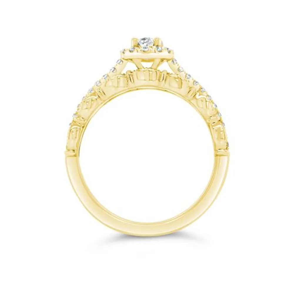 Diamond Revelations 14K Yellow Gold 1.00CTW Oval Diamond Bridal Ring