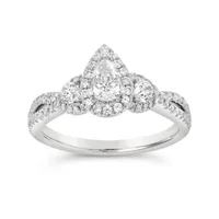 Diamond Revelations 14K White Gold 0.96CTW Pear Shaped Bridal Ring