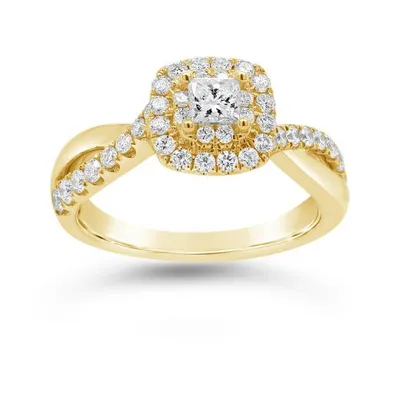 Diamond Revelations 14K Yellow Gold 0.80CTW Princess Cut Bridal Ring