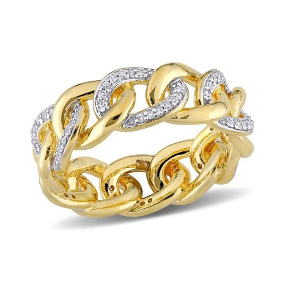 Julianna B Yellow Plated Sterling Silver 0.25CTW Diamond Link Ring