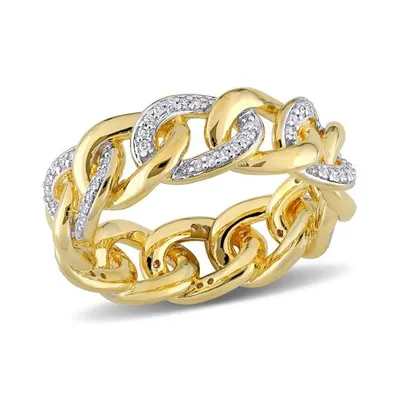 Julianna B Yellow Plated Sterling Silver 0.25CTW Diamond Link Ring