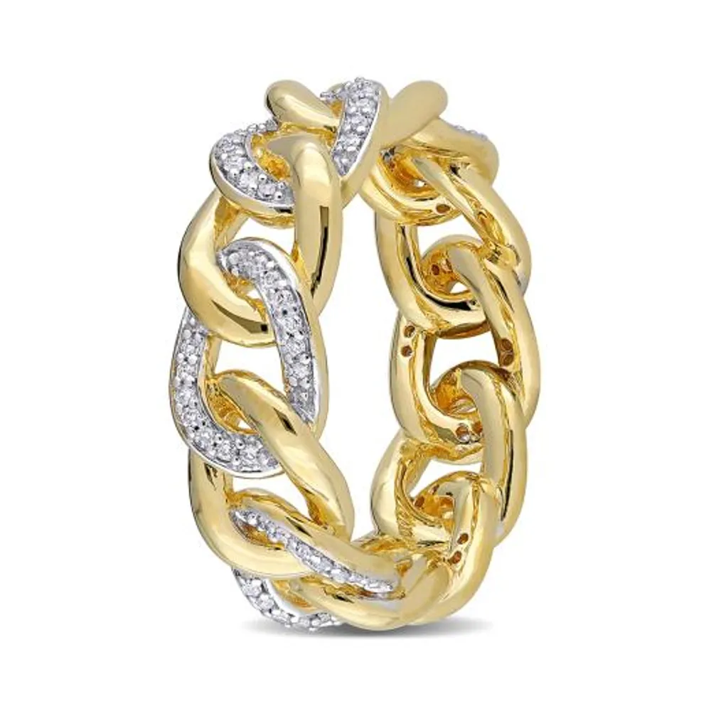 Julianna B Yellow Plated Sterling Silver 0.25CTW Diamond Link Ring