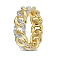 Julianna B Yellow Plated Sterling Silver 0.25CTW Diamond Link Ring