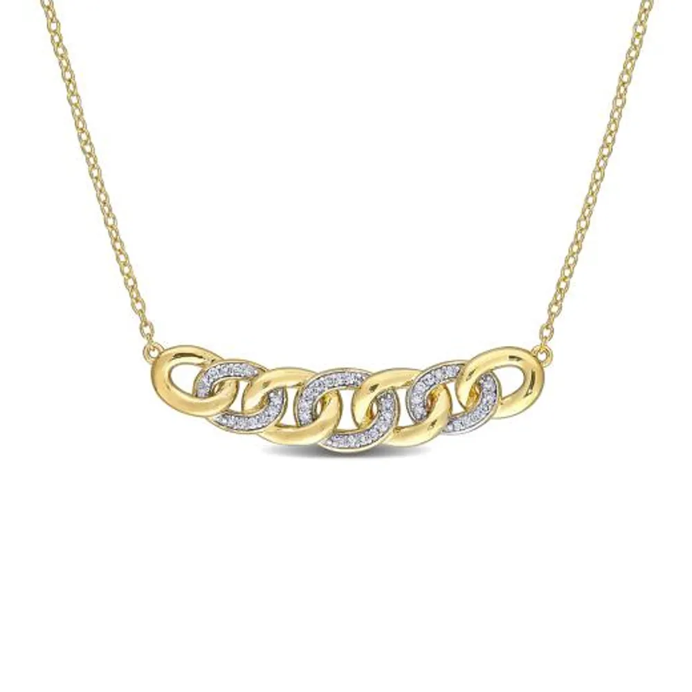 Julianna B Yellow Plated Sterling Silver 0.15CTW Diamond Link Necklace