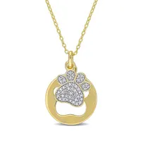 Julianna B Yellow Plated Sterling Silver 0.10CTW Diamond Paw Print Pendant