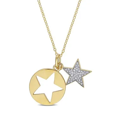 Julianna B Yellow Plated Sterling Silver Diamond Star Pendant