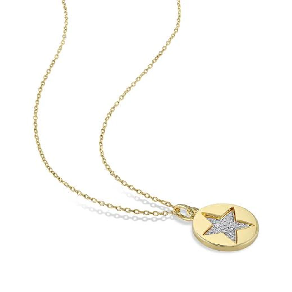 Julianna B Yellow Plated Sterling Silver Diamond Star Pendant