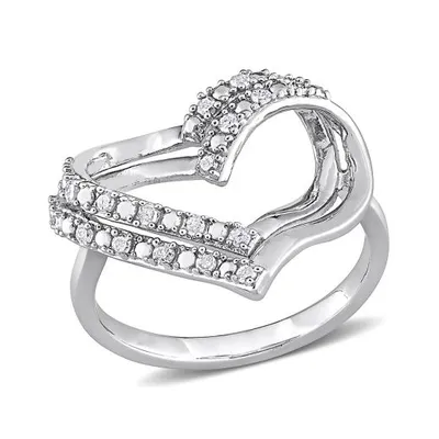 Julianna B Sterling Silver 0.20CTW Diamond Heart Ring