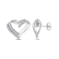 Julianna B Sterling Silver 0.20CTW Diamond Heart Earrings