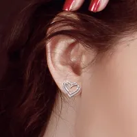 Julianna B Sterling Silver 0.20CTW Diamond Heart Earrings