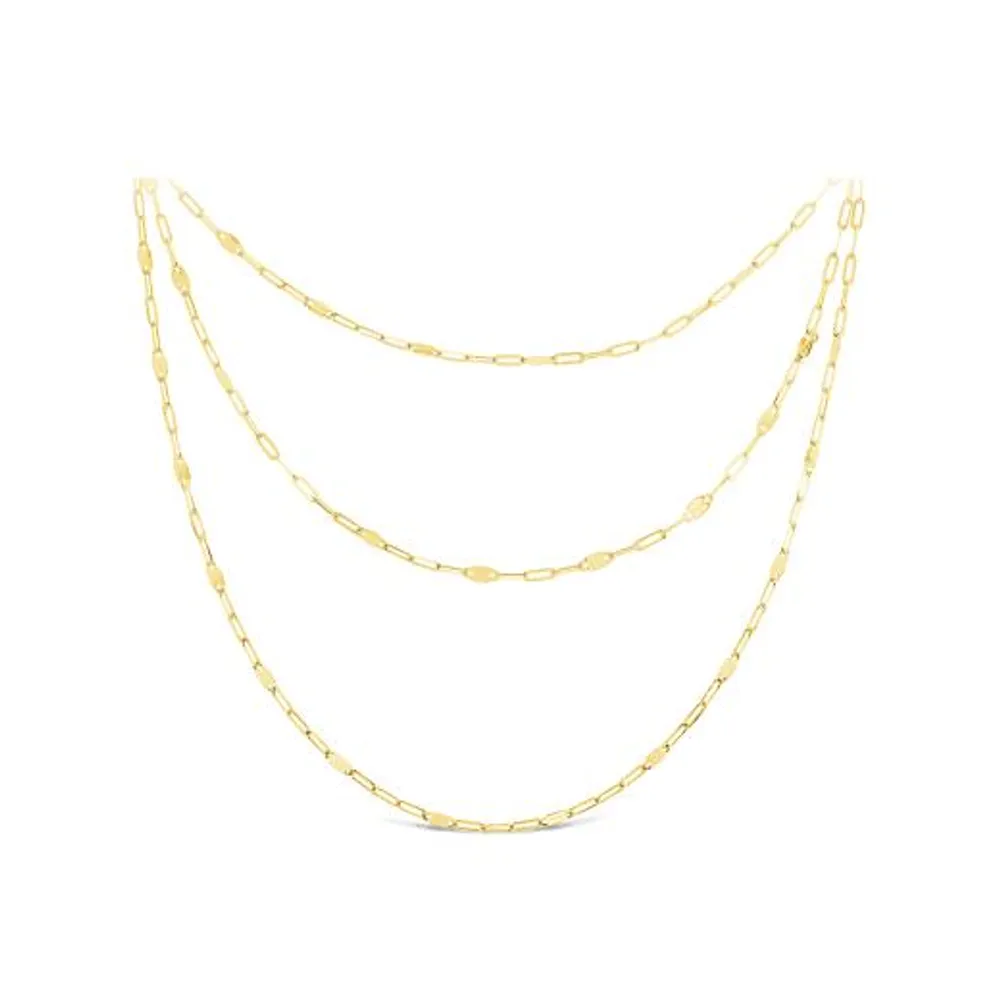 10K Yellow Gold 18" Layered Paperclip Necklace