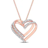 Julianna B Rose Plated Sterling Silver 0.20CTW Diamond Heart Pendant