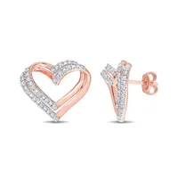 Julianna B Rose Plated Sterling Silver 0.20CTW Diamond Heart Earrings